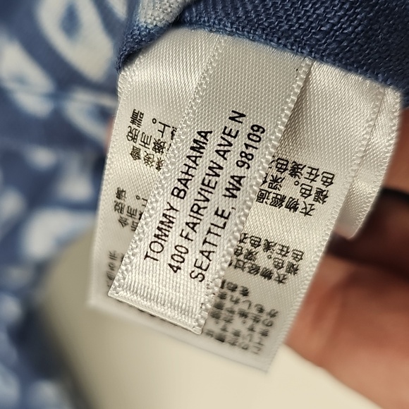 Tommy Bahama Shibori Linen Baja Hoodie, Blue White, Size Medium - Picture 9 of 12